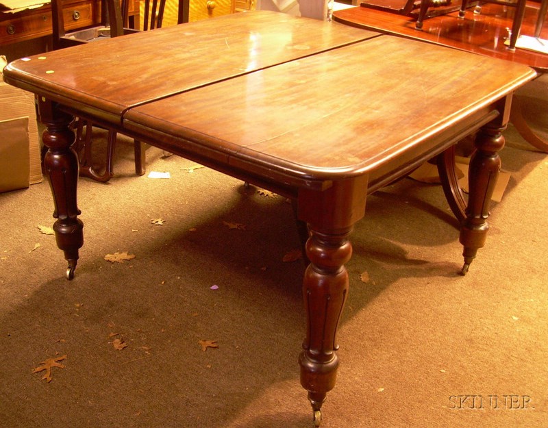 Appraisal: Victorian Square Carved Walnut Dining Table with one leaf