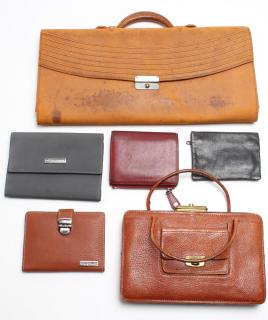 Appraisal: Assorted Small Vintage Leather Woman's Articles Comprising an unfinished leather