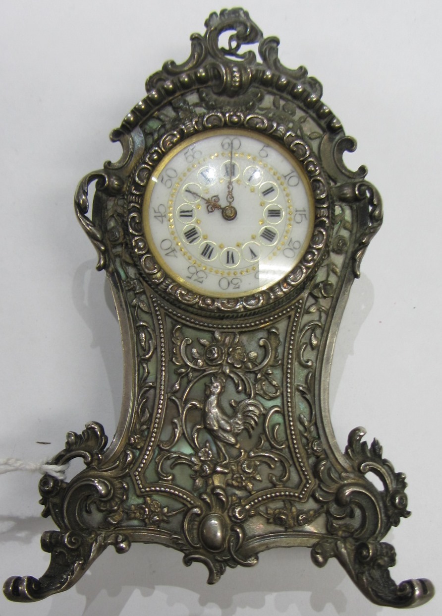 Appraisal: A European miniature clock with a key wound movement the