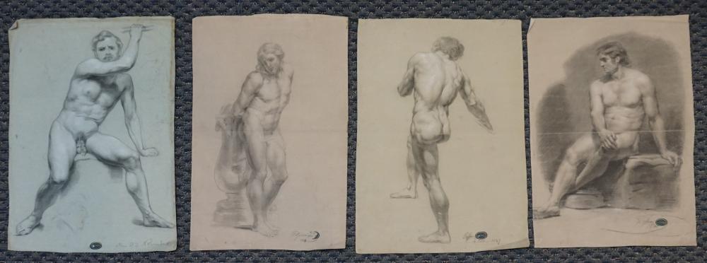 Appraisal: Italian School th Century Study of Male Nudes Four Graphite