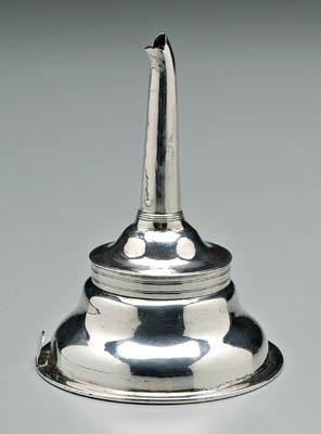 Appraisal: George III English silver wine funnel round with reeded borders