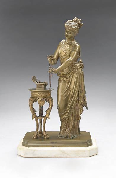 Appraisal: A French gilt bronze figure of a maiden cast after