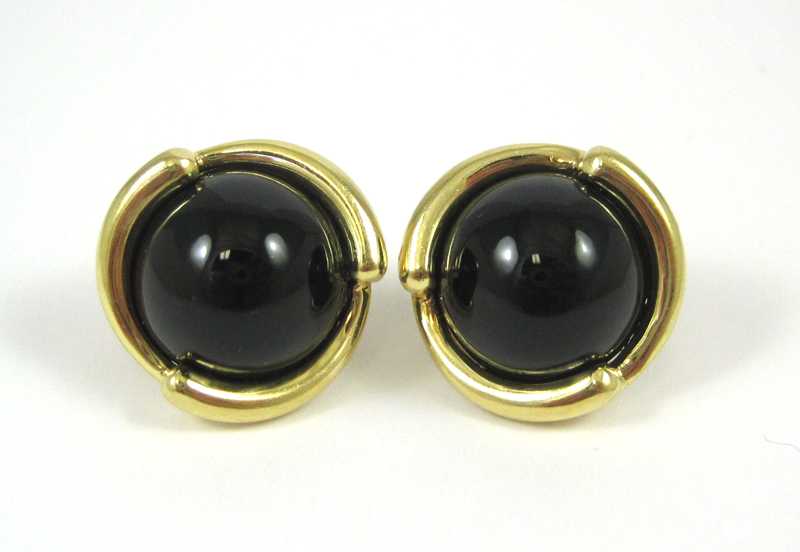 Appraisal: PAIR OF EMIS BEROS BLACK ONYX EARRINGS each k yellow