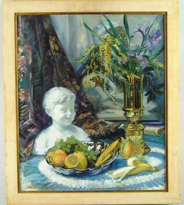 Appraisal: ALBERT STERNER American - STILL LIFE OF FRUIT FLOWERS SCULPTURE