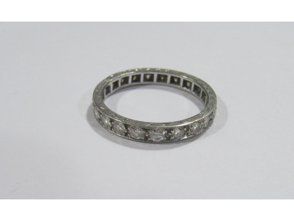 Appraisal: White metal full hoop diamond eternity ring