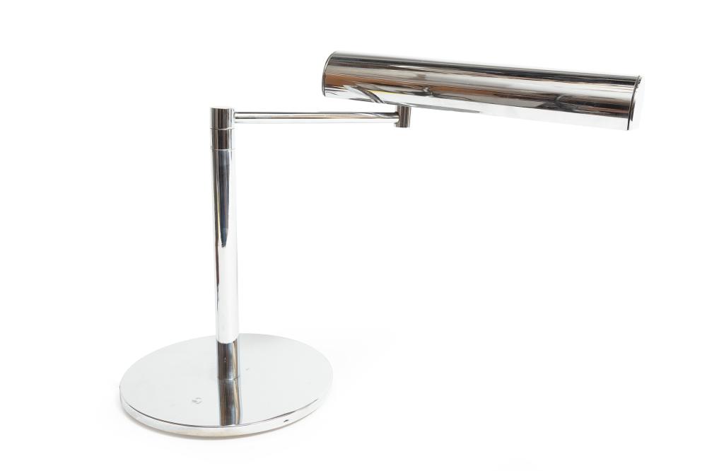 Appraisal: Contemporary Chrome Desk Lamp th c arm and light swivels