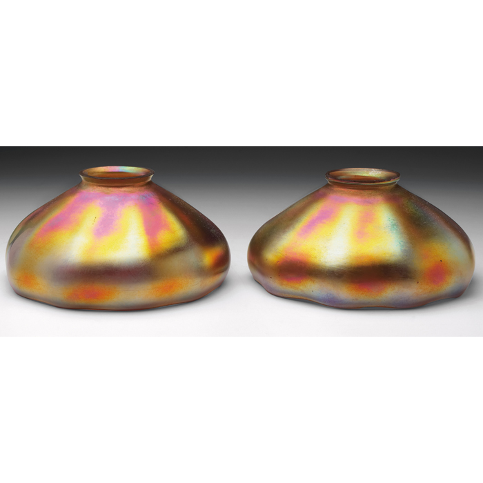 Appraisal: Steuben shades pair gold Aurene glass with overall iridescence both