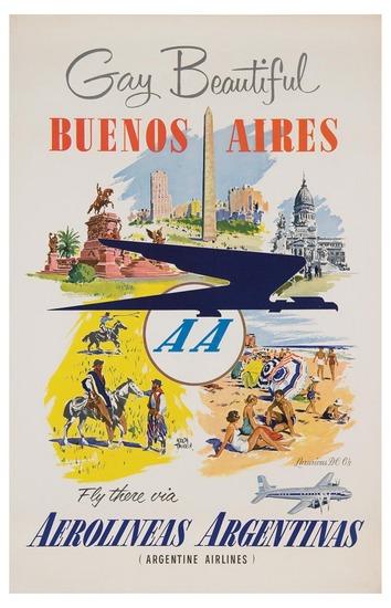 Appraisal: TREIDLER Adolph - AEROLINEAS ARGENTINAS BUNEOS AIRES offset lithograph in