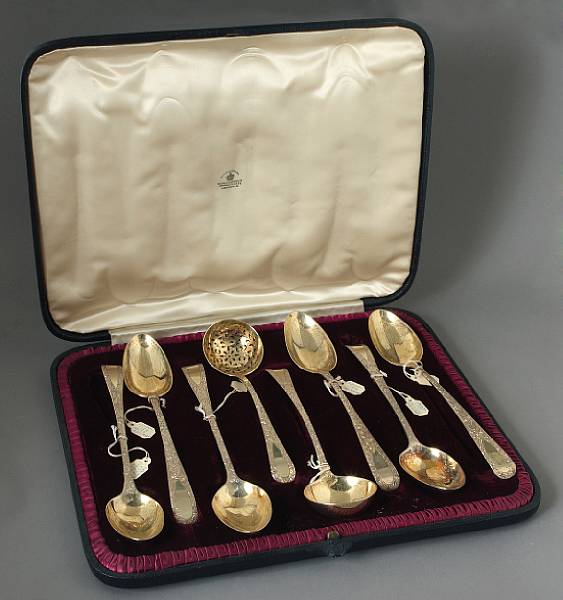 Appraisal: An assorted group of English silver gilt spoons Comprising six