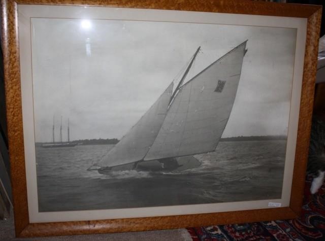 Appraisal: CA FRAMED PHOTOGRAPH OF A SLOOP RACING BYNOTED PHOTOGRAPHER JAMES