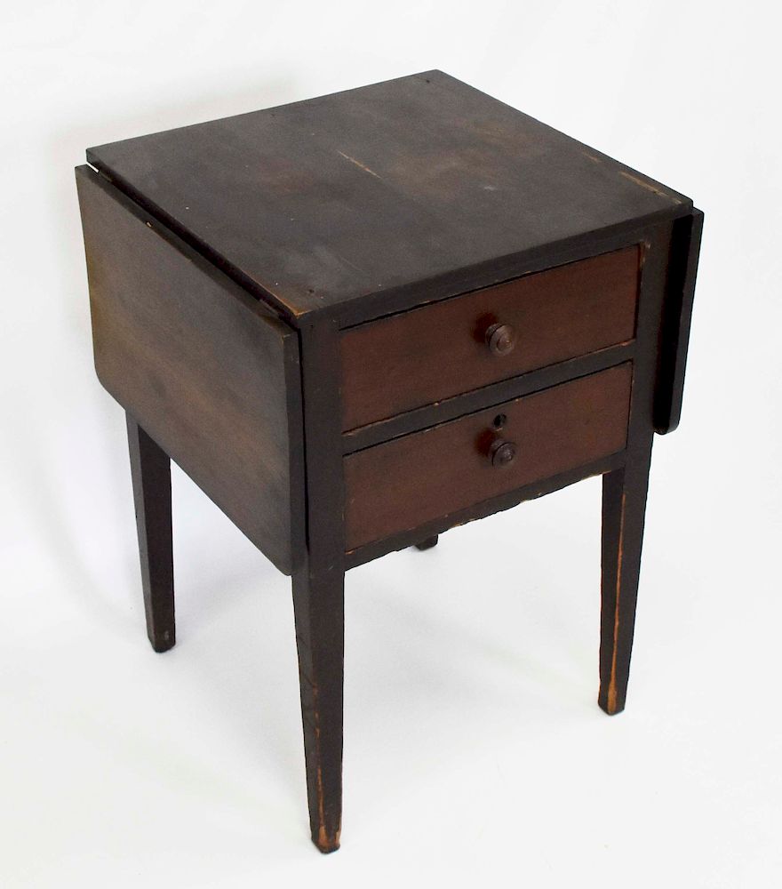 Appraisal: 's Primitive Drawer Drop Leaf Stand 's Primative Drawer Drop