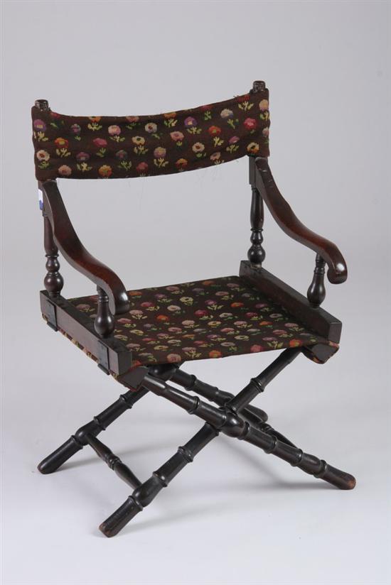 Appraisal: VICTORIAN MAHOGANY DIRECTOR'S CHAIR early th century with later needlepoint