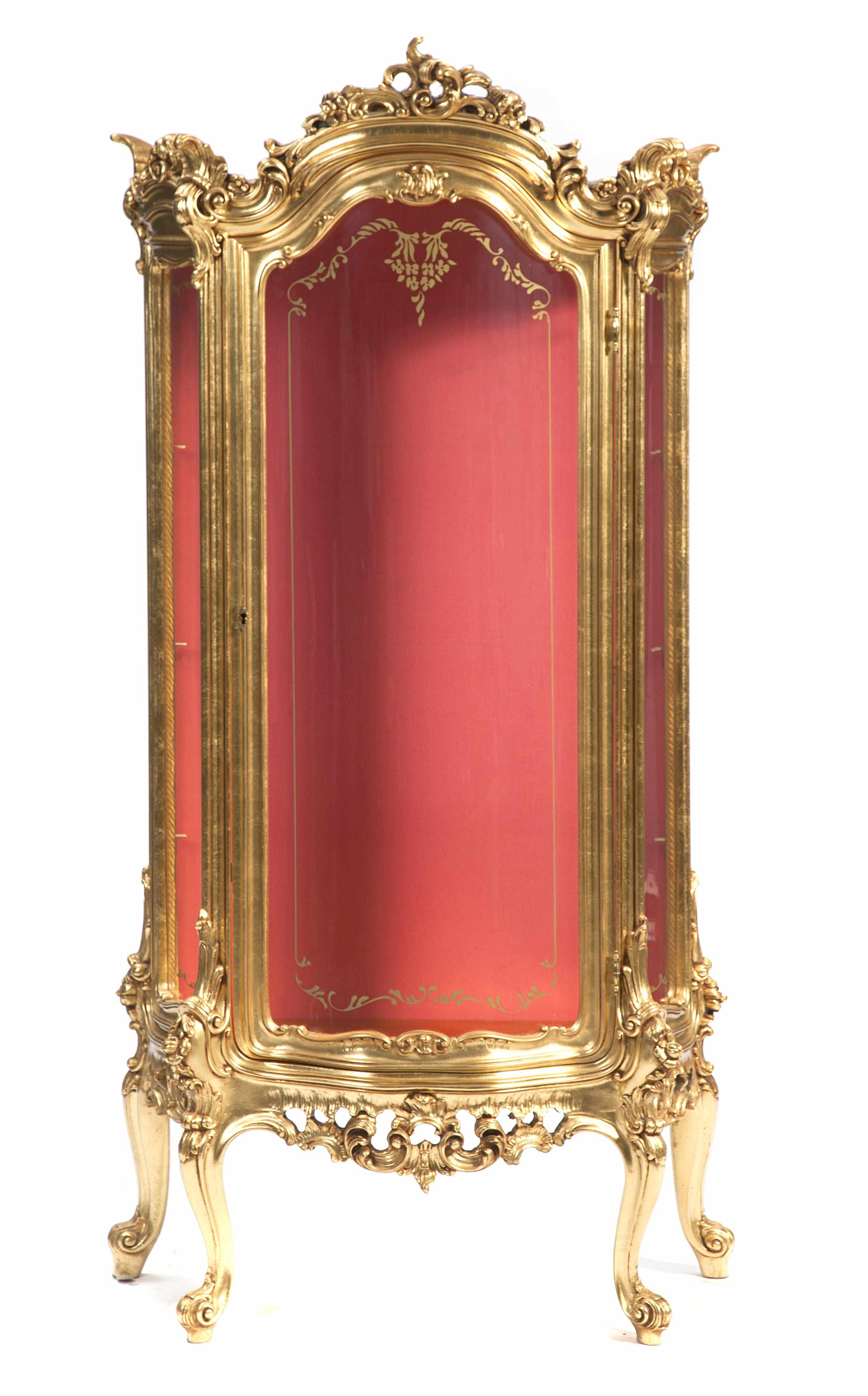 Appraisal: A Louis XV style giltwood vitrine height in width in