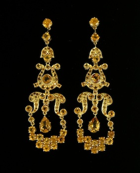 Appraisal: A Pair of Citrine Chandelier Earrings in k Gold k