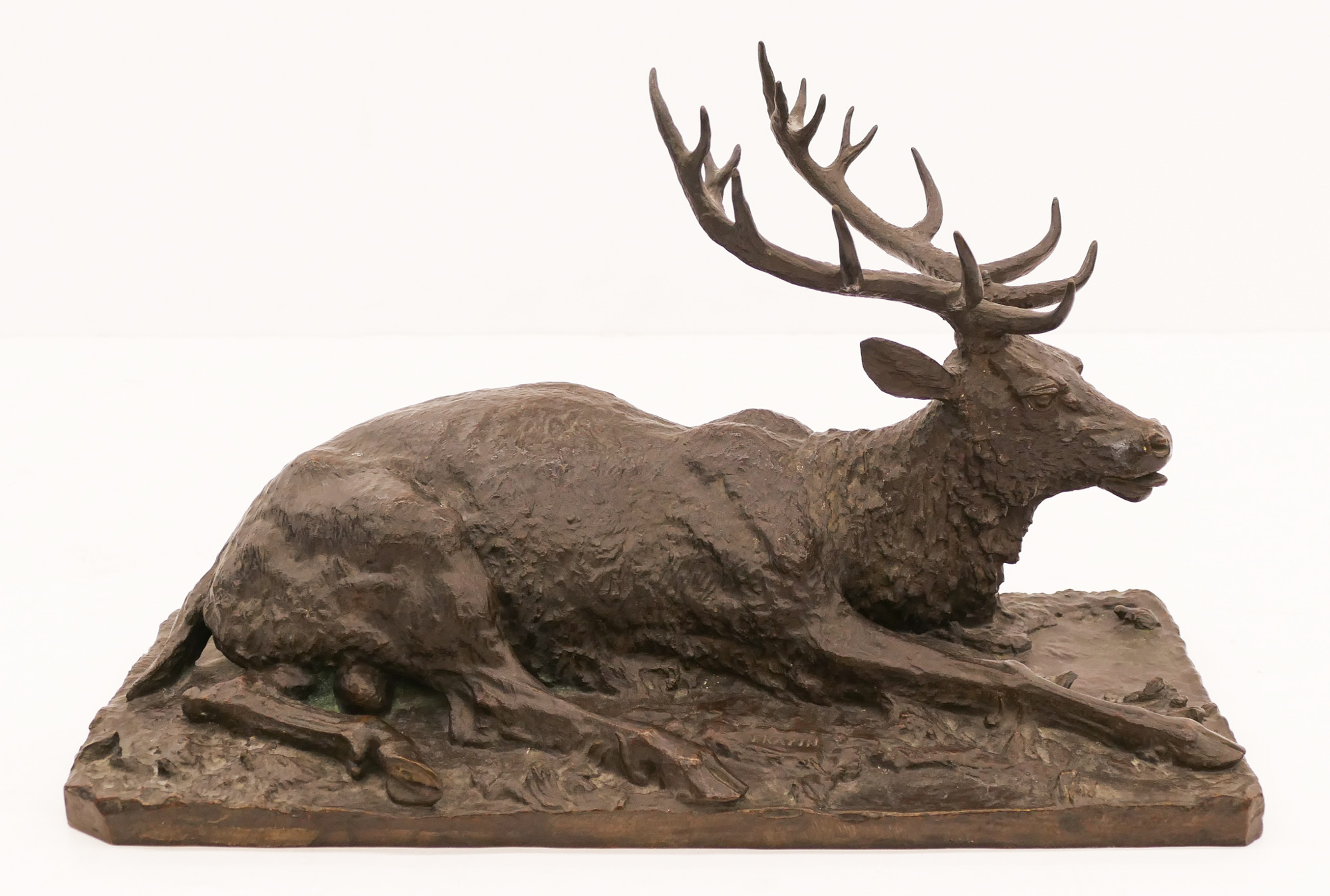 Appraisal: Christophe Fratin - French ''Reclining Elk'' Bronze Sculpture ''x ''