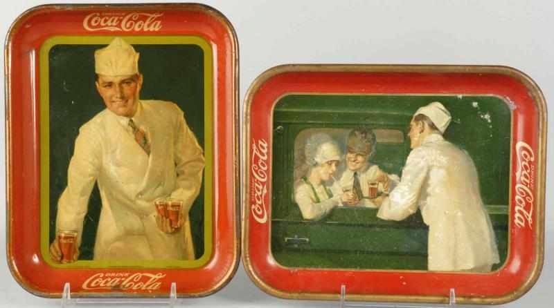 Appraisal: Lot of Coca-Cola Serving Trays Description Yellowing rubbing scratching wear