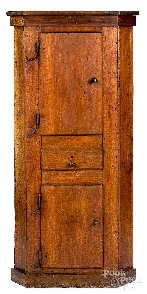 Appraisal: Pennsylvania diminutive walnut corner cupboard Pennsylvania diminutive walnut corner cupboard