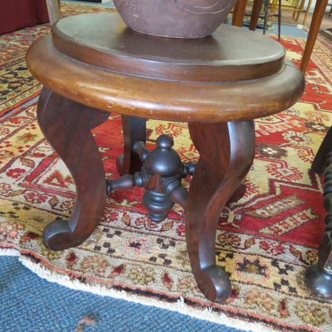 Appraisal: Carved Mahogany Low Plant Stand round top