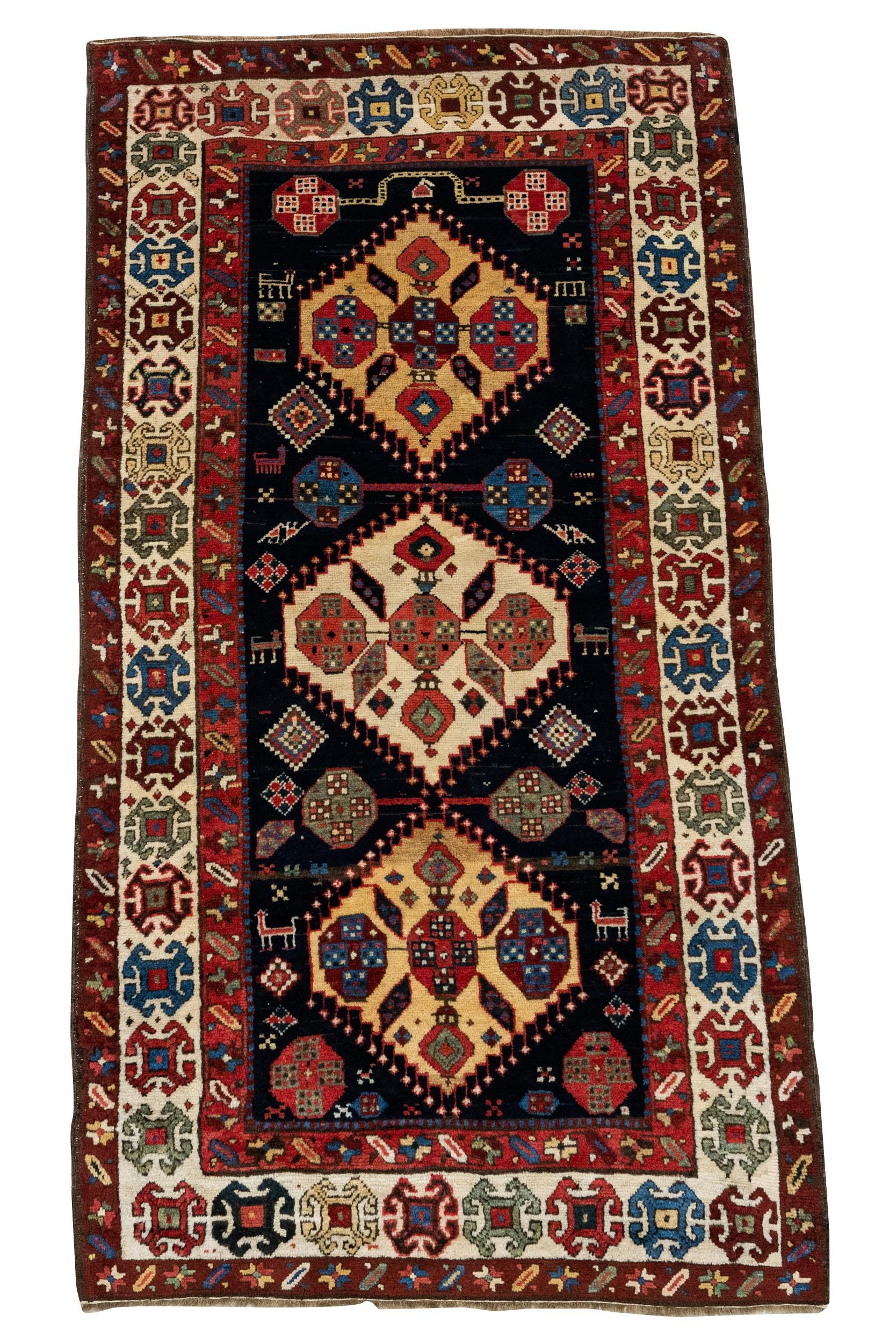 Appraisal: KAZAK RUG wool Condition with a Velcro strip to verso