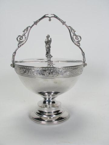 Appraisal: Ornate Silver Plate Lidded Food Server with double-hinged lid and