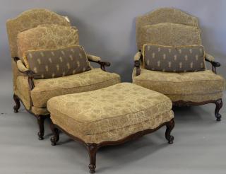 Appraisal: Pair of Louis XV style upholstered armchairs signed Lillian August