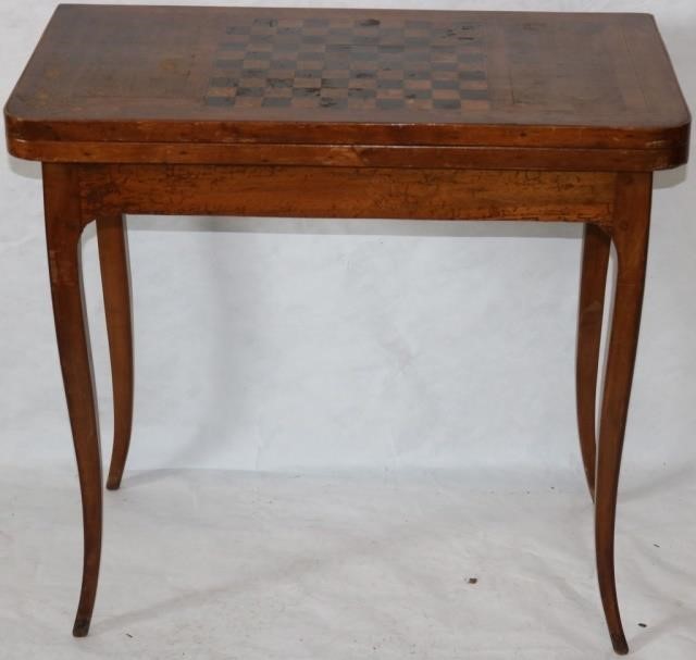 Appraisal: TH C FRENCH WALNUT GAME TABLE WITH SWIVEL TOPAND GAMEBOARD