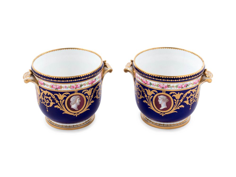 Appraisal: A Pair of Minton Porcelain Cache Pots A Pair of