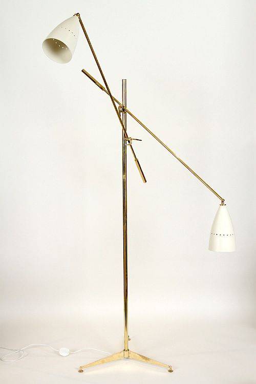 Appraisal: BRASS STILNOVO STYLE TWO ARM FLOOR LAMP A brass Stilnovo