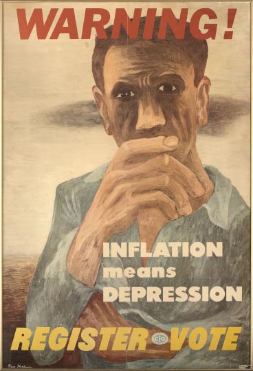 Appraisal: After Ben Shahn American - Warning Inflation Means Depression poster