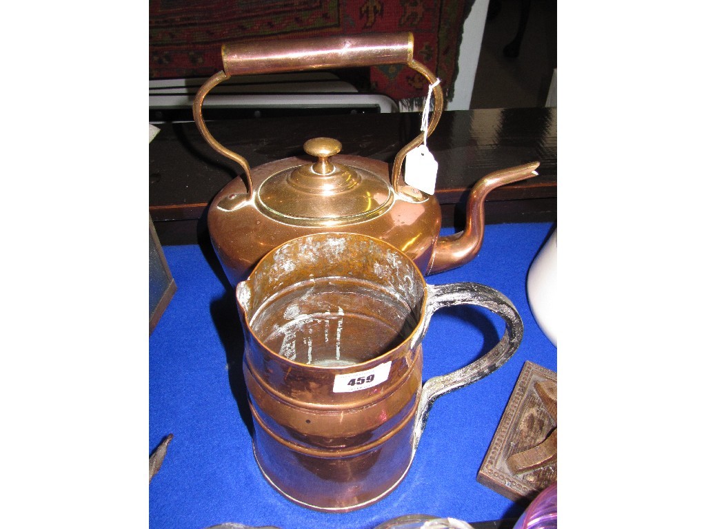 Appraisal: Lot comprising copper kettle and a copper jug