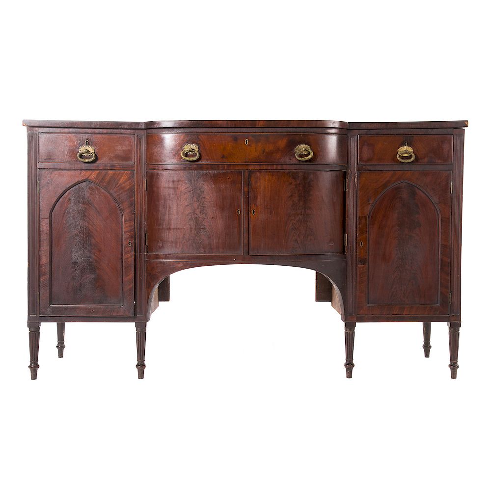 Appraisal: Late Federal mahogany pedestal sideboard Maryland Pennsylvania circa flat top