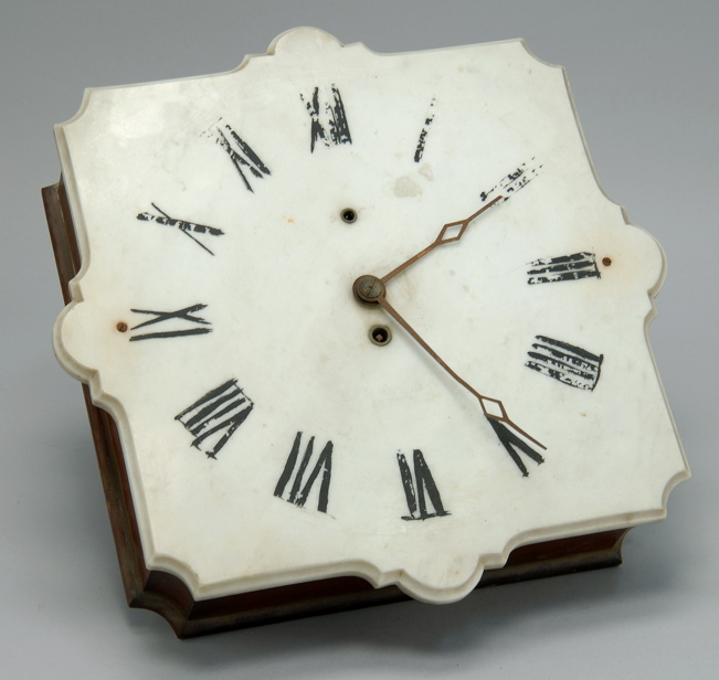 Appraisal: MARBLE-FACED WALL CLOCK th CenturyLabel on reverse Belonged to the