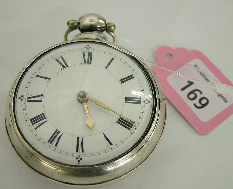 Appraisal: Late th century silver pair cased fusee verge pocket watch