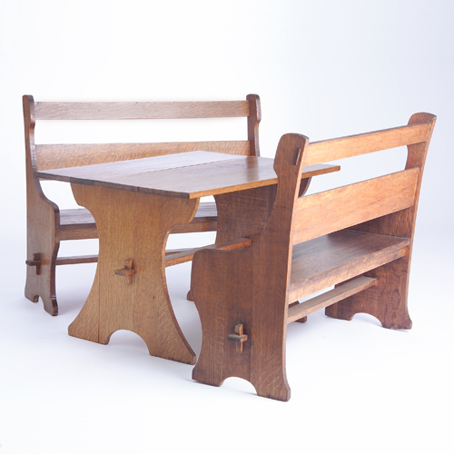 Appraisal: GUSTAV STICKLEY Rare three-piece child's set of two benches and