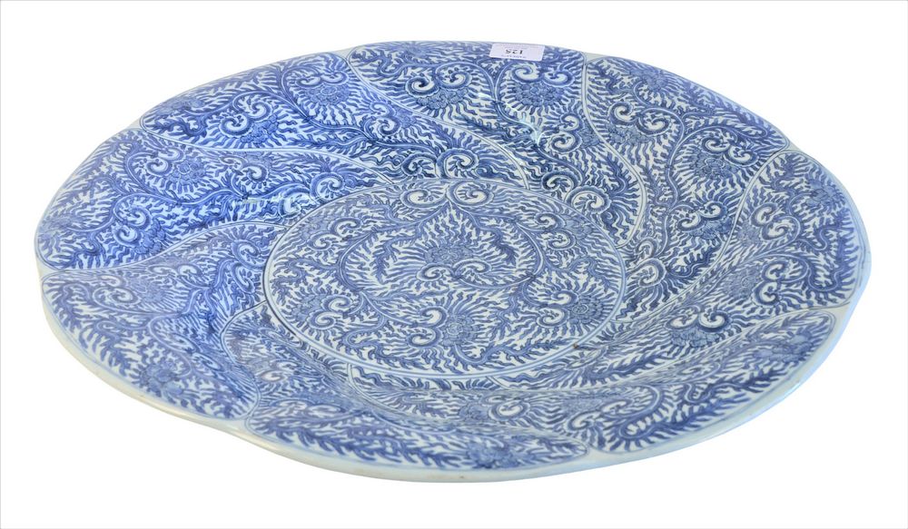 Appraisal: Chinese Blue and White Charger with scroll and peony design