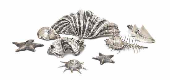 Appraisal: Six Italian Silver Mounted Shells of various species and sizes