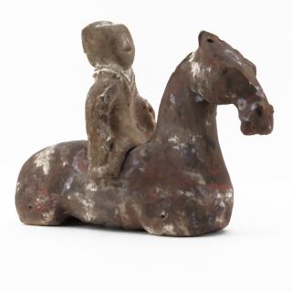 Appraisal: Chinese Terracotta Horse and Rider Figure Possibly Han Dynasty BC-