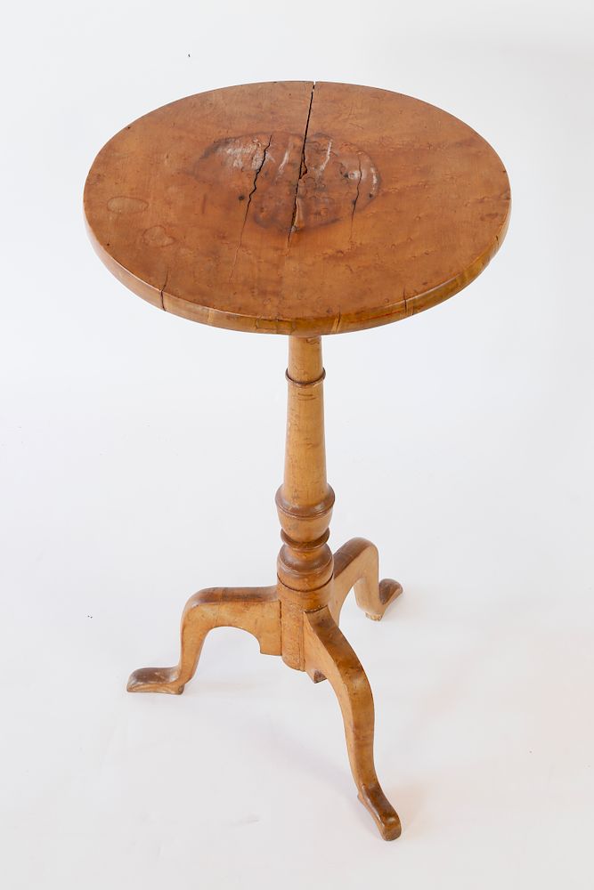 Appraisal: th Century English Bird's Eye Maple Candlestand Exclusive on Bidsquare