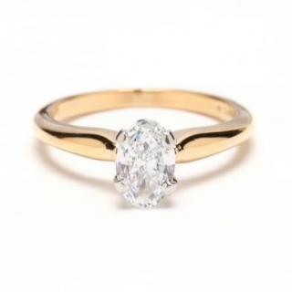 Appraisal: KT Platinum and Diamond Ring the oval cut diamond weighing