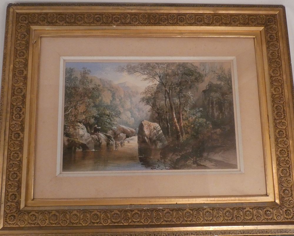 Appraisal: C PEARSON LANDSCAPE PAINTING Antique watercolor painting depicting an artist