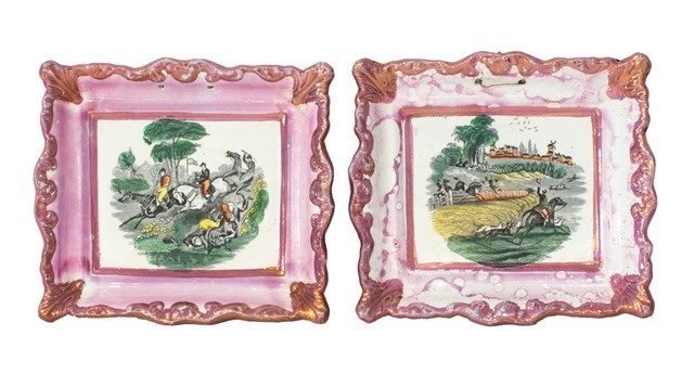 Appraisal: Two Sunderland lustre plaques th century each printed and coloured