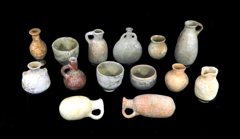 Appraisal: ANTIQUITY Holyland Vessels fourteen pieces c BC - AD terracotta