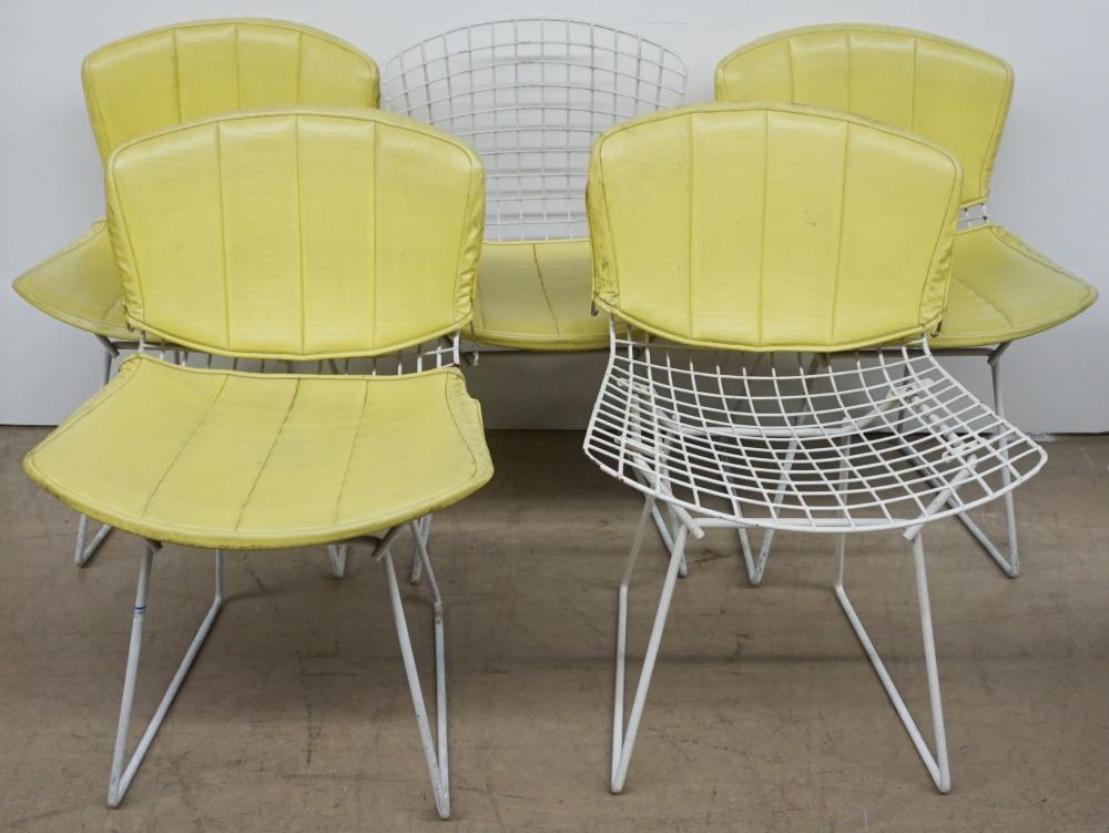 Appraisal: FIVE HARRY BERTOIA FOR KNOLL WHITE ENAMEL PAINTED WIRE SIDE