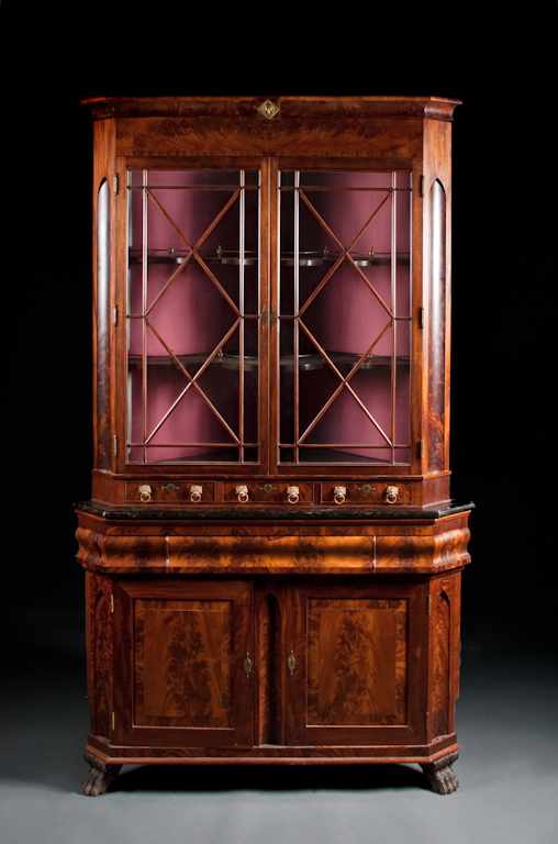 Appraisal: American Classical mahogany glazed panel door china cupboard New York