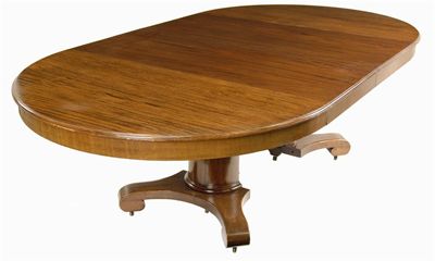 Appraisal: A th century mahogany central column extending dining table having