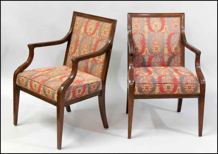 Appraisal: SET OF FOUR BAKER OPEN ARMCHAIRS With nailhead trim and