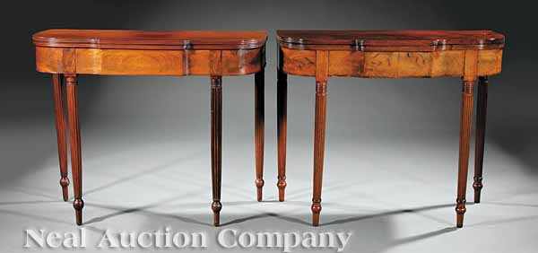 Appraisal: A Near Pair of American Late Federal Mahogany Games Tables