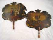 Appraisal: A pair of early Victorian papier mache hand firescreens painted