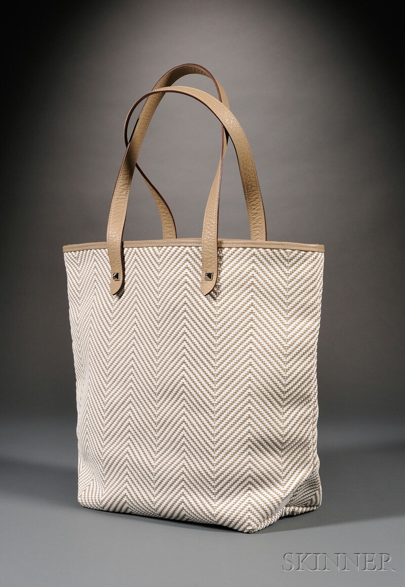 Appraisal: Leather Chennai Shopping Bag Hermes designed as a herringbone motif