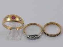 Appraisal: A mixed lot comprising an carat gold ruby and diamond